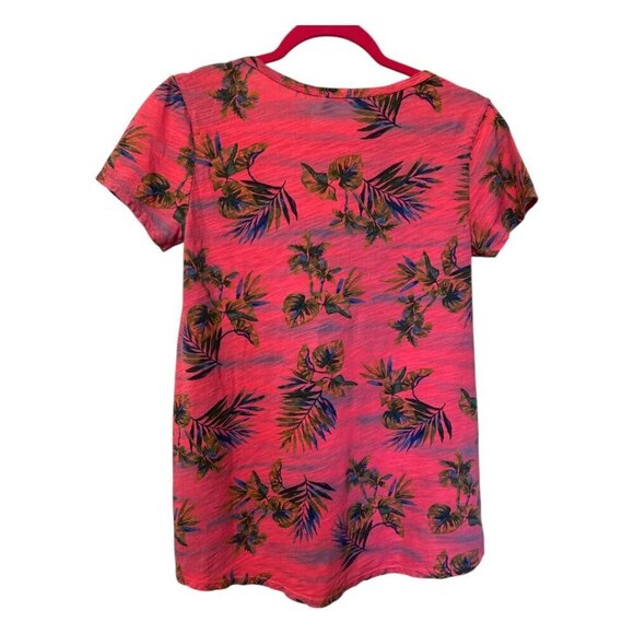 Fresh Produce Women's Pink Tropical Print Short Sleeve Scoop Neck Tee Size XS - Picture 2 of 7